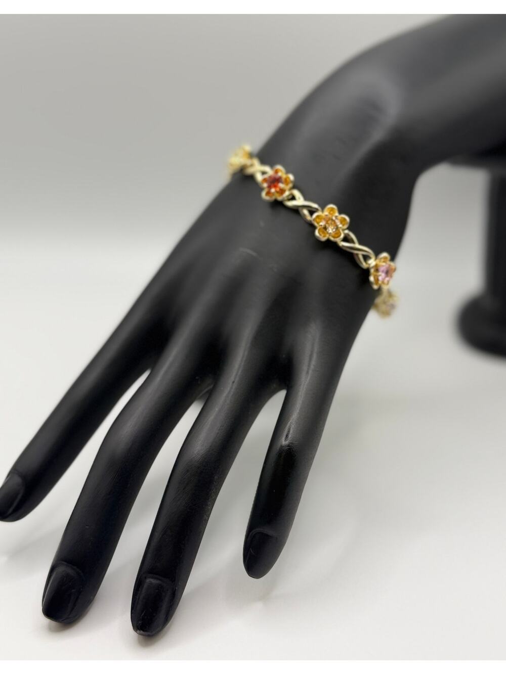 Hypoallergenic Stainless Steel Gold Plated CZ Bracelet with Multicolored Crystal
